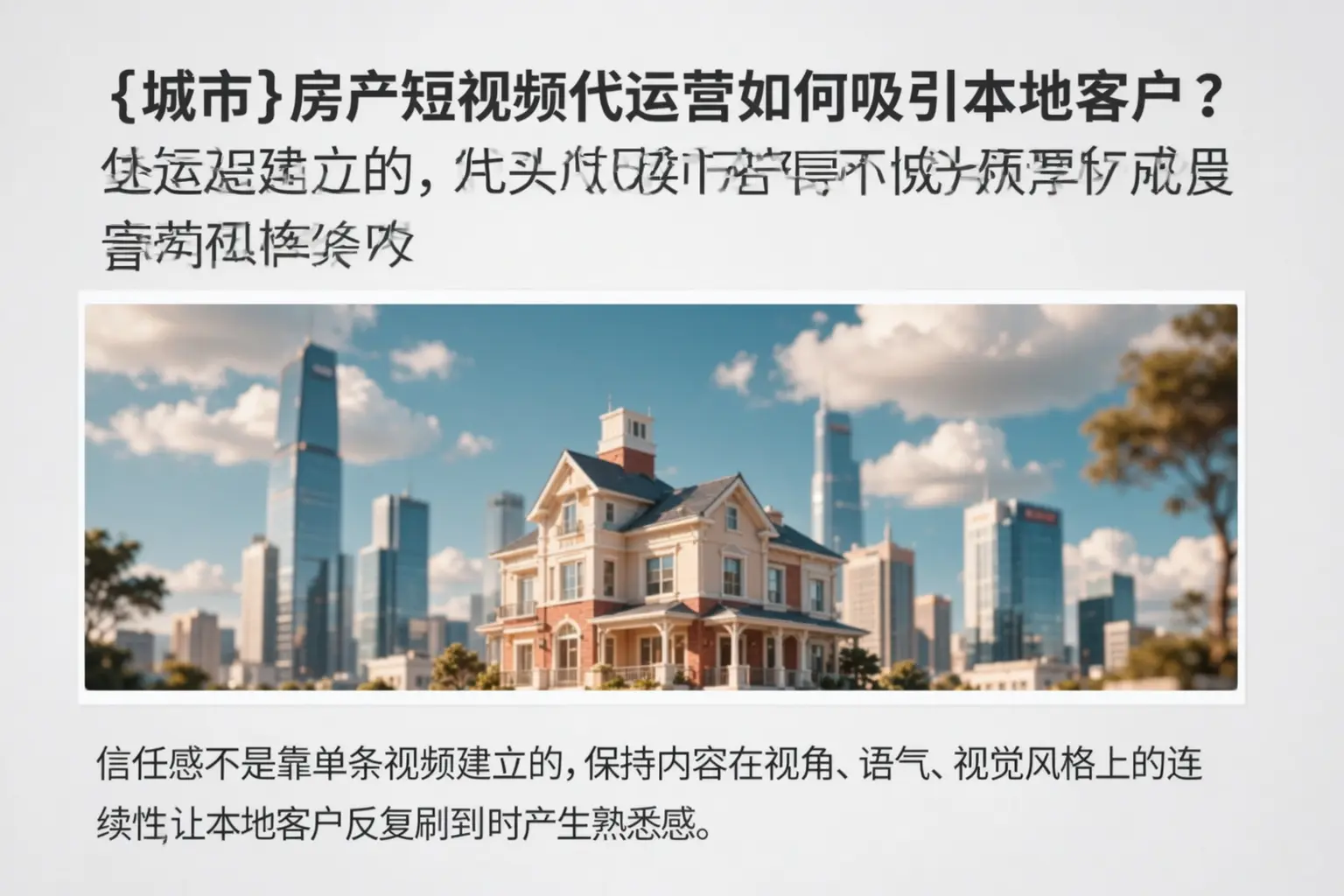 东乡房产短视频代运营如何吸引本地客户?